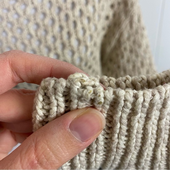 Roller Rabbit Beige Sweater Crewneck Pullover Loose Open Knit Boxy Fit Sz. Small - Picture 6 of 12